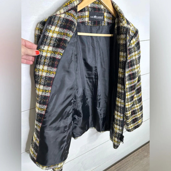 Sag Harbor Yellow, Black, Red Plaid Jacket Blazer with Zipper - Size Medium - Picture 5 of 7